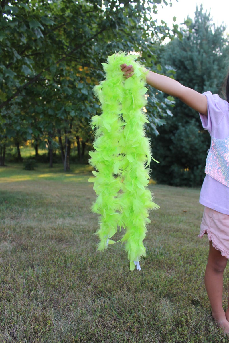 Flydreamfeathers 25 Gram, 4 Feet Long Chandelle Feather Boa, Great for Party, Wedding, Halloween Costume, Christmas Tree, Decoration (Chartreuse) - Image 2